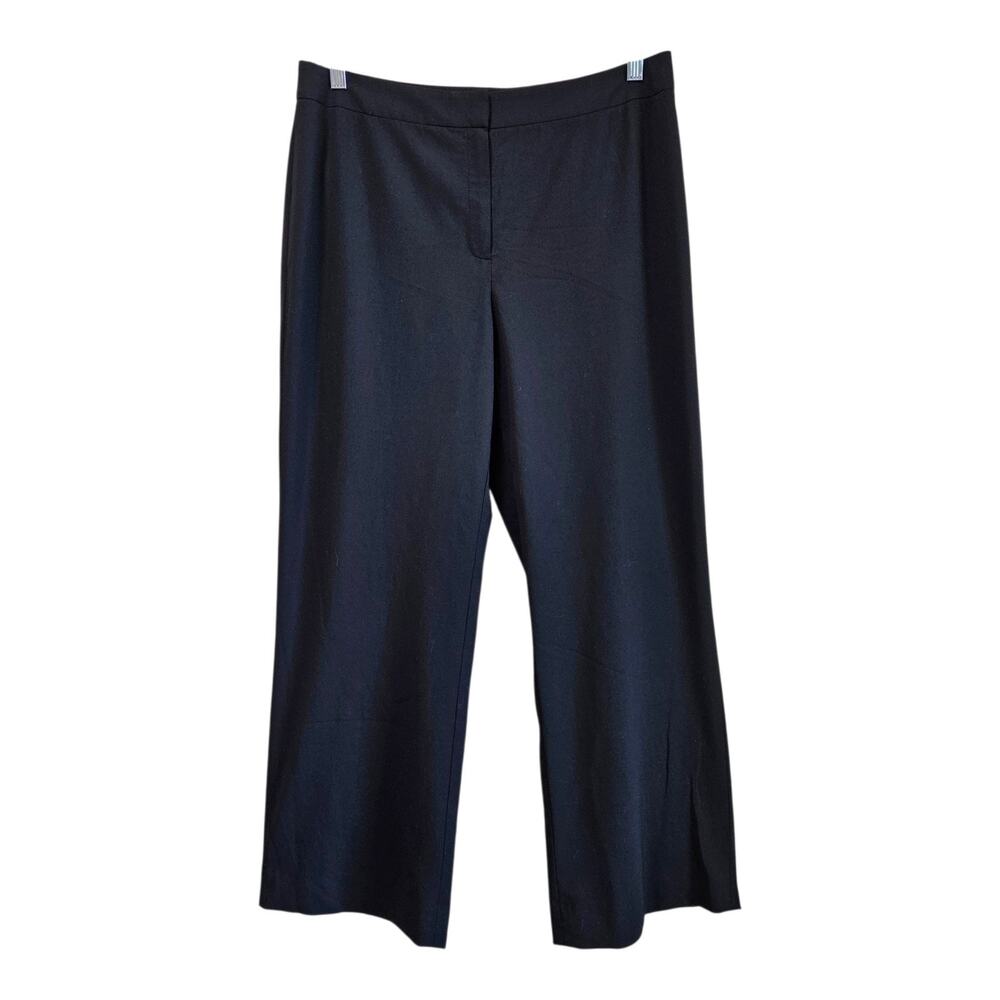 LAFAYETTE 148 Women's 12 Pants Trousers Black Wide Leg Virgin Wool 32 X 29